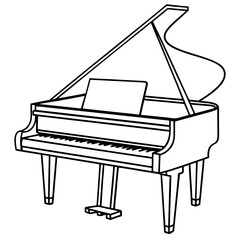 Aufkleber - Hand-drawn cartoon artwork of a piano