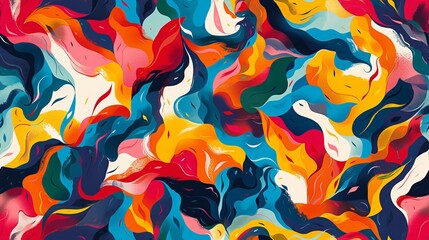 Sticker - This lively background wallpaper illustrates a flowing abstract design with swirling colorful shapes simulating motion and energy