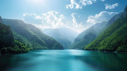 Canvas Print - Stunning river under the azure sky