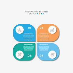 Wall Mural - minimal infographic template design with numbers 4 options or steps.