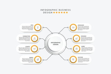 Poster - Minimal infographic template design vector with numbers 8 options or steps.