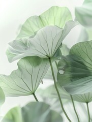 Canvas Print - Soft green and white hues dominate this gentle background of abstract leaves, creating a serene wallpaper perfect for calm settings