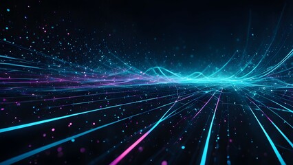 Poster - A computer generated image of a cityscape with a blue and pink background