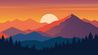 © Graphic toons - Colorful autumn sunrise in the Carpathian mountains. Krasna ridge, Ukraine, Europe flat vector illustration