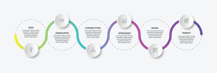 Poster - Vector creative concept for infographic with 6 steps, options, parts or processes. Business data visualization