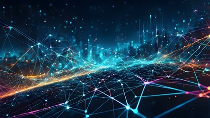 Poster - A blue background with many small dots that look like stars