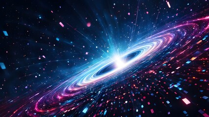 Poster - A blue background with many small dots that look like stars