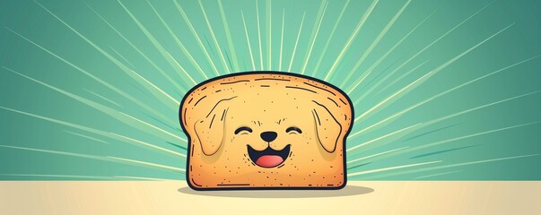 Wall Mural - Happy Toast Dog Cartoon.