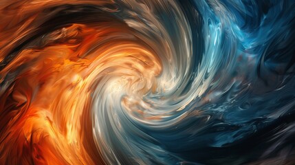 Wall Mural - A vivid abstract background capturing a mesmerizing swirl of blue and orange, perfect for use as a dynamic wallpaper