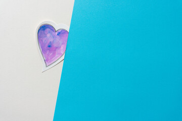 Poster - purple heart and blue paper