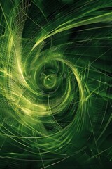 Canvas Print - A vivid green digital spiral twists through this striking abstract wallpaper or background image