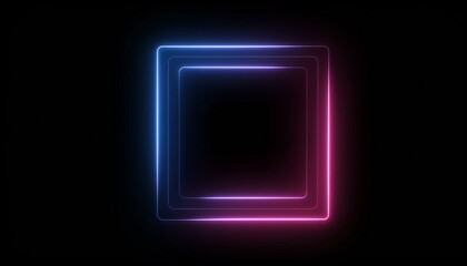 Wall Mural - Rectangle and Square Picture Frame with Two Tone Neon Color Motion Graphic on Isolated Black Background