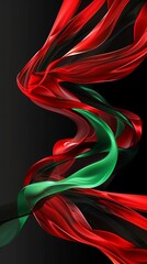 Sticker - An abstract design with flowing red and green waves on a black background makes an impactful wallpaper