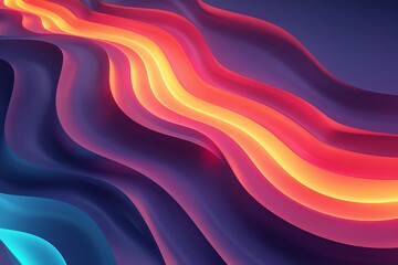 Canvas Print - Beautiful vibrant neon waveforms undulating on a dark background, perfect for a striking wallpaper