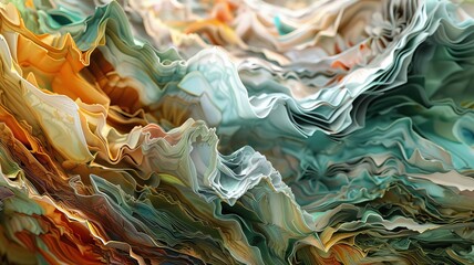 Wall Mural - High-resolution digital abstract image capturing a wave-like landscape, ideal for wallpaper or background use