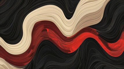 Poster - This visually striking abstract image features fluid-like red and black waves creating a dynamic wallpaper, background