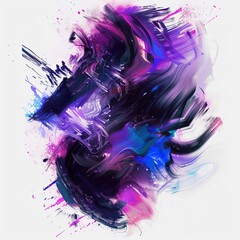 Poster - A dynamic and colorful abstract art piece serving as a creative wallpaper, background with vivid pink and black splashes