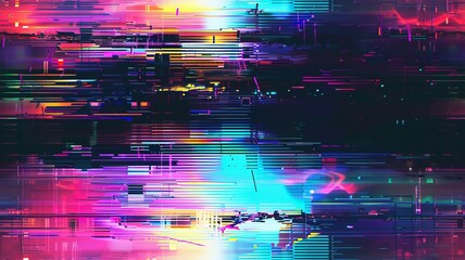 Poster - Captivating abstract digital glitch art with vibrant colors, ideal for a tech-inspired wallpaper or background