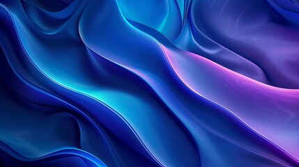 Poster - This image presents flowing abstract forms rendered in smooth gradients of blue and purple hues, evoking a serene and calming visual experience through its gentle and fluid composition.