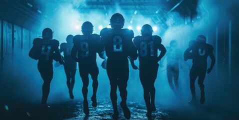 Athletic Football Players in Ambient Lighting