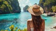 © Vlad Kapusta - Back view of female tourist on tropical island
