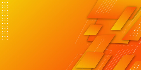 Poster - Abstract geometric orange overlap background with simple lines. Colorful orange design.