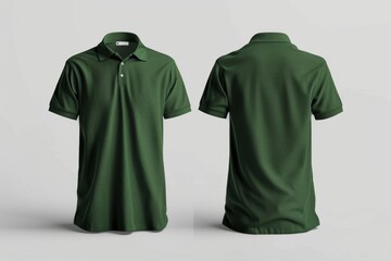 Green Polo Shirt Front and Back Mockup