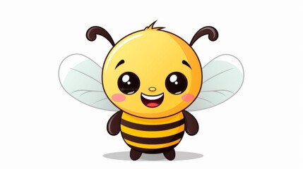 this image showcases an adorable cartoon bee with large eyes and rosy cheeks, featuring charming whi