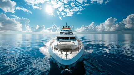 Wall Mural - Luxury white yacht on the sea background.