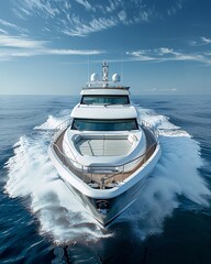 Wall Mural - Luxury white yacht on the sea background.