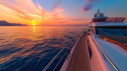 Wall Mural - Luxury yacht at the sunset.