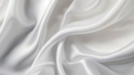 This image showcases elegantly draped soft white silk fabric with a smooth texture, emphasizing the flow and luxury of the material in close-up detail.