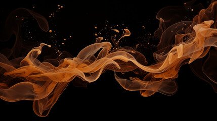 Brown Color Ink Fluid Waves Flowing on Black Background, Abstract Image, Texture, Pattern Background, Wallpaper, Background, Cell Phone Cover and Screen, Smartphone, Computer, Laptop, 9:16 and 16:9 Fo