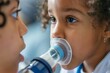 © kittipoj - Monitoring Lung Function: Close-up of Child Using Spirometer During Medical Examination
