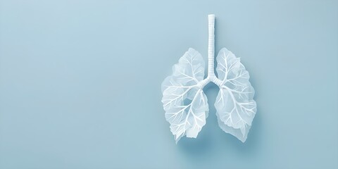 Canvas Print - Papercut lung on blue background symbolizing harm from smoking cigarettes. Concept Health Awareness, Smoking Cessation, Lung Damage, Tobacco Prevention, Quit Smoking