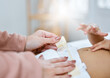 © KayJoint/peopleimages.com - Mom, hands and change baby diaper in profile for cleaning, health and hygiene in family home. Mother, parent and dressing kid in nappy for care, love and motherhood for young infant child in nursery