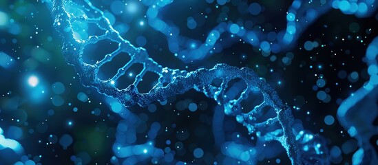 Poster - Digital blue DNA texture. Innovation, medicine and technology concept.