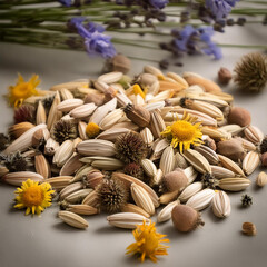 Poster - pistachio nuts on a table