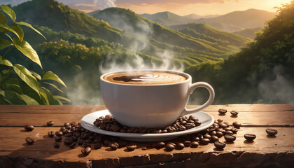 coffee against nature background