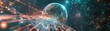 © Anapus - Futuristic digital world concept with a globe and connected networks, depicting global communication, technology, and innovation.