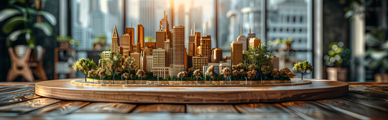 Wall Mural - model of the city on the business table 