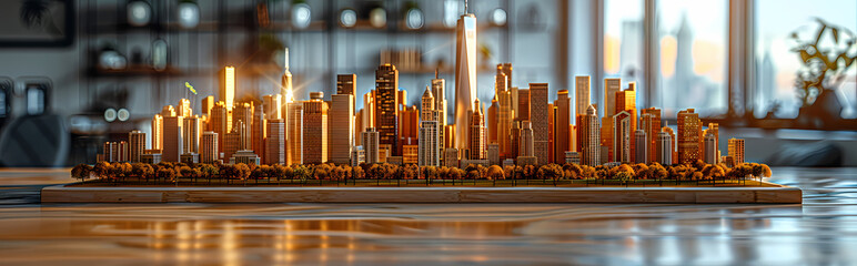 Wall Mural - model of the city on the business table 