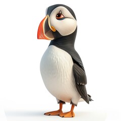 Wall Mural - Puffin 3D cartoon isolated whitebackground 