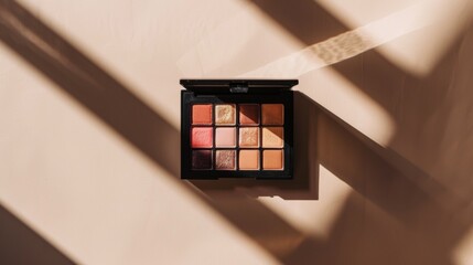 Poster - Open Eyeshadow Palette With Warm Tones In Natural Light