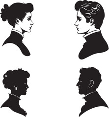 Wall Mural - Vector silhouette cameo man and woman 