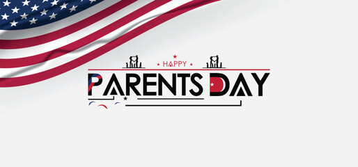 Wall Mural - Logo for Parents Day with an American flag