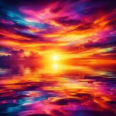 Wall Mural - sunset over water