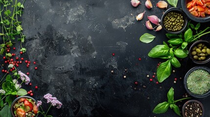 Wall Mural - Vegan Food Background with Space Plant Based Protein and Vegetarian Nutrition Sources