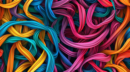 Poster - vibrant abstract background with colorful intertwining lines creating unique shapes