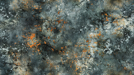 Aufkleber - Dark grey grunge wall with orange stains showing concrete texture